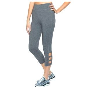 Sexy High Waist Heather Grey Yoga Tights Workout Gym Corset Lace Up Capris